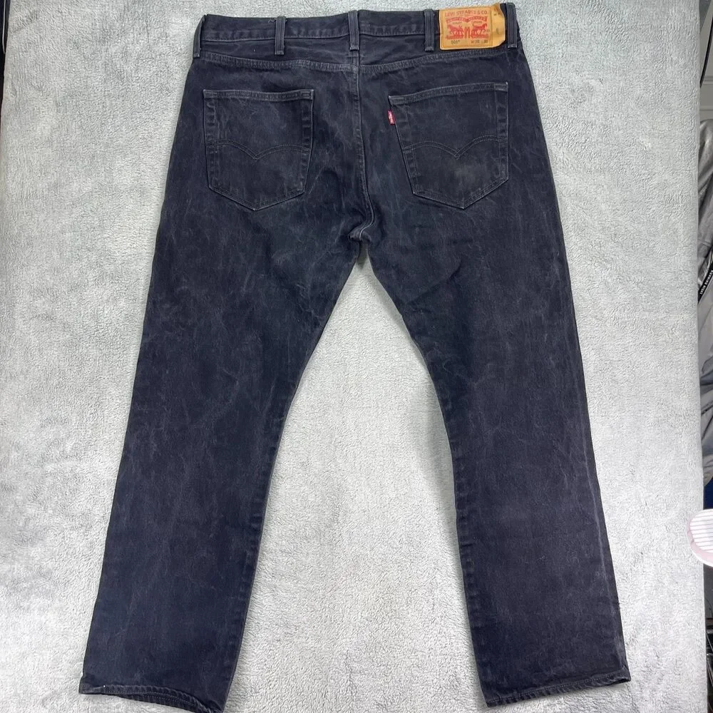 Levi's 501 Original‎ Fit Jeans Mens 38x30 Black Denim Cotton High-Rise Straight
